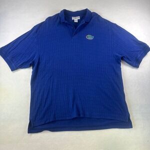 Boca Classics Florida Gators Polo Shirt Mens XL Blue Textured Grid Short Sleeve